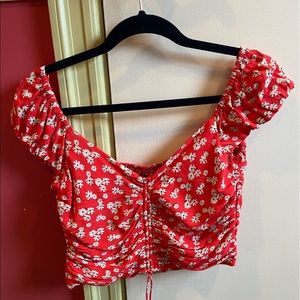 Zara red floral crop top